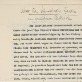 Eckertz, Waldemar: -Ein deutscher Epiker von Waldemar Eckertz.