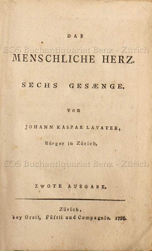Lavater, Johann Kaspar: -Das menschliche Herz.