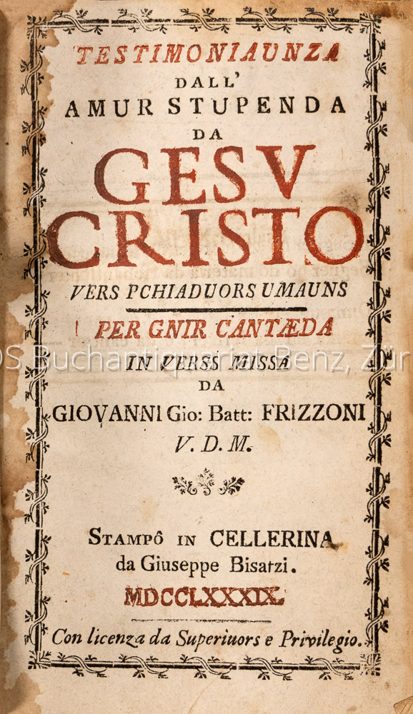 Frizzoni, Giovanni Battista: Testimoniaunza dall' amur stupenda da Gesu Cristo - Image 3