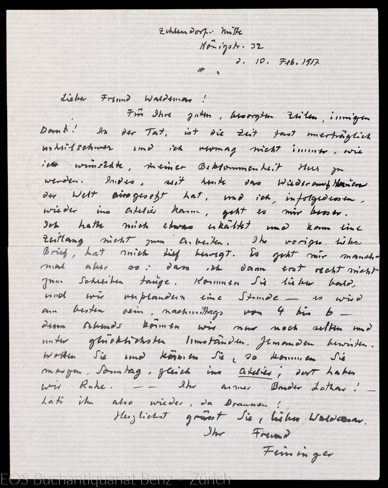 Feininger, Lyonel: -Deutsch-amerikanischer Maler und Grafiker (1871–1956).