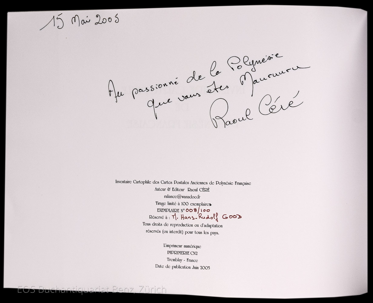 Céré, Raoul: Inventaire cartophile de Polynésie française. - Image 2