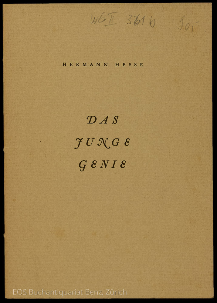 Hesse, Hermann: -Das junge Genie.