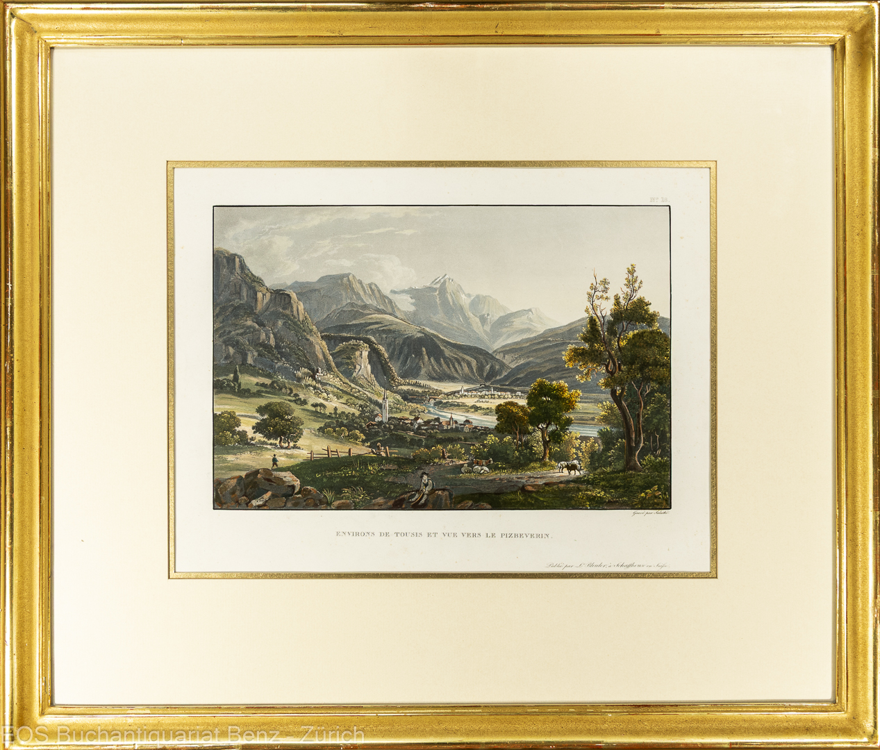 Bleuler, Johann Ludwig -(1792–1850): Environs de Tousis et vue vers le Piz Beverin.