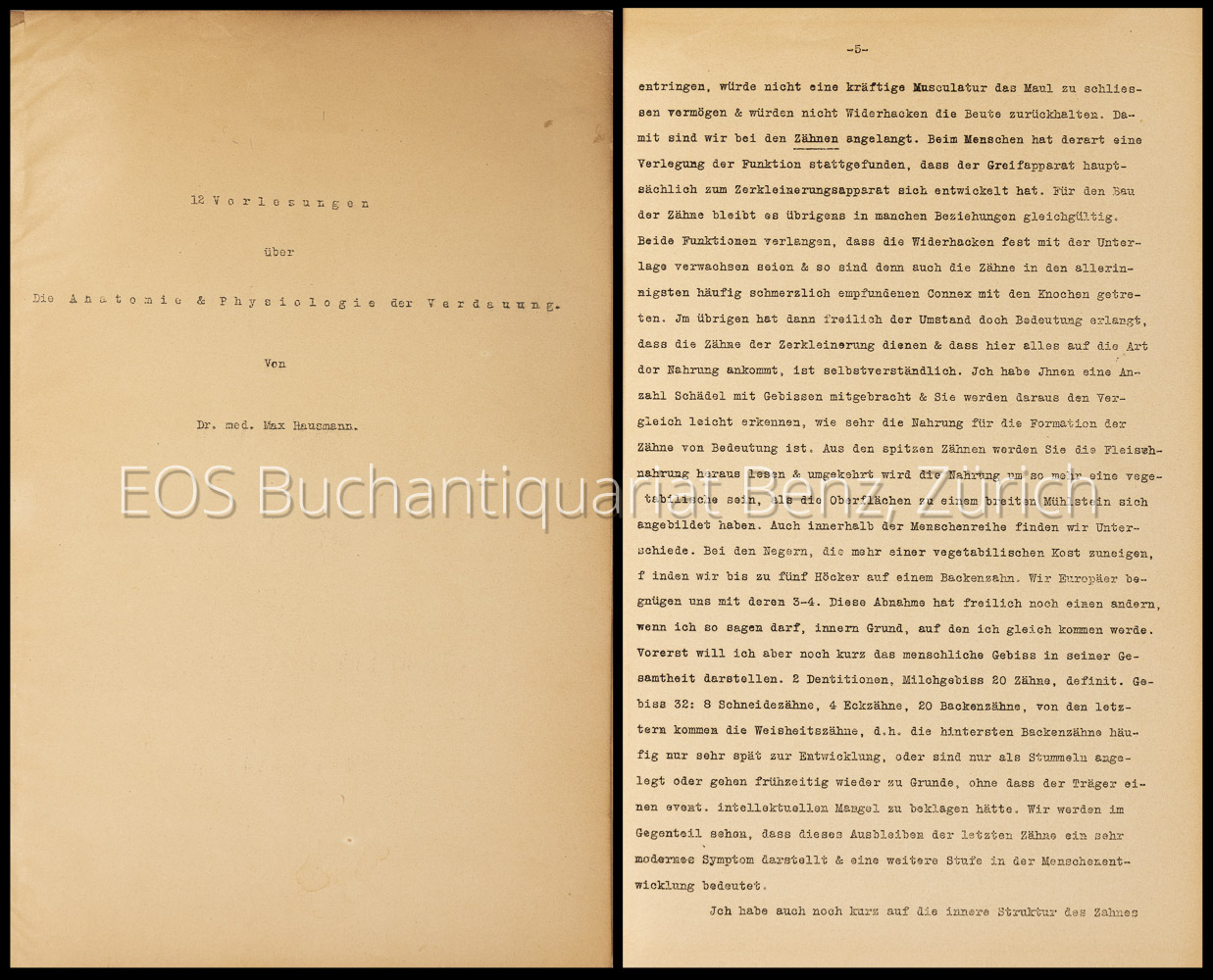 Hausmann, Max: 12 Vorlesungen übe die Anatomie und Physiologie der Verdauung von Dr. med Max Hausmann. - Image 2