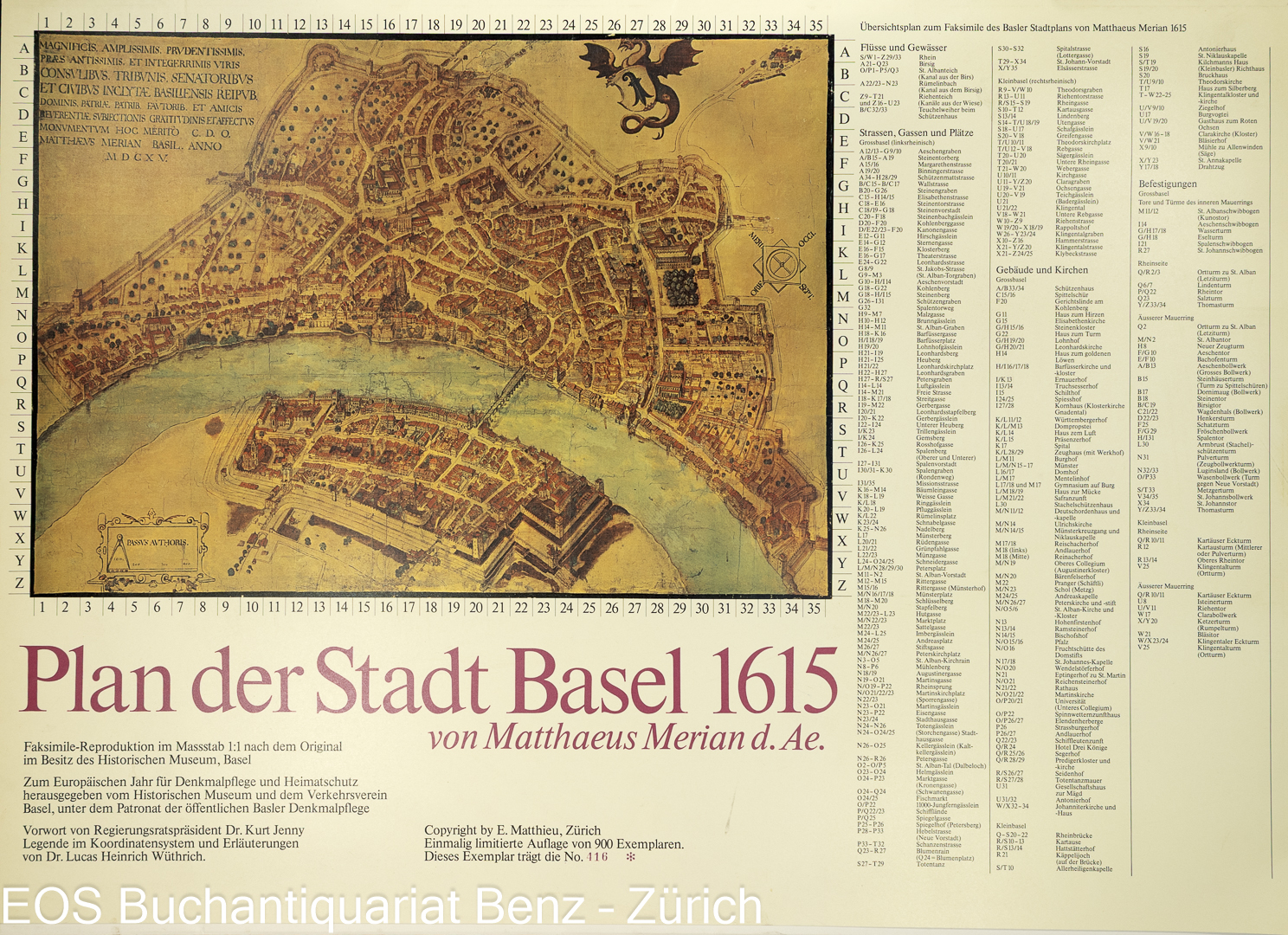 Merian, Matthaeus: -Plan der Stadt Basel 1615.