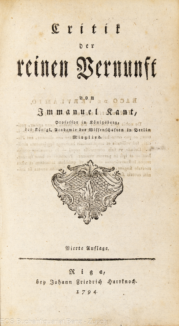 Kant, Immanuel: -Critik der reinen Vernunft.