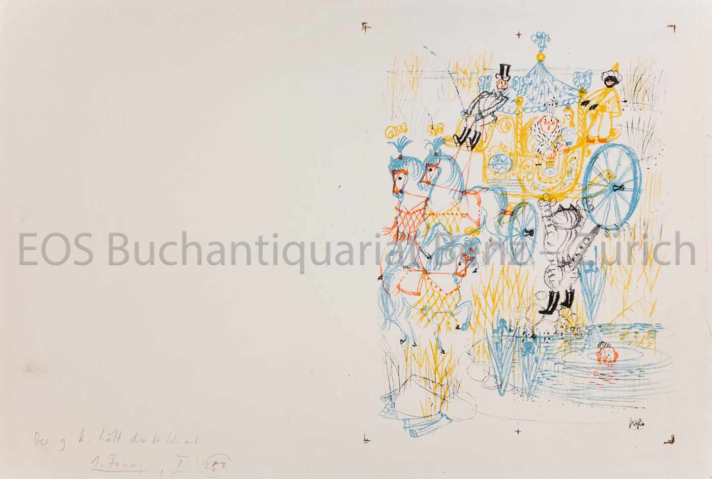 Fischer, Hans (1909–1958): -Der gestiefelte Kater hält die Kutsche.