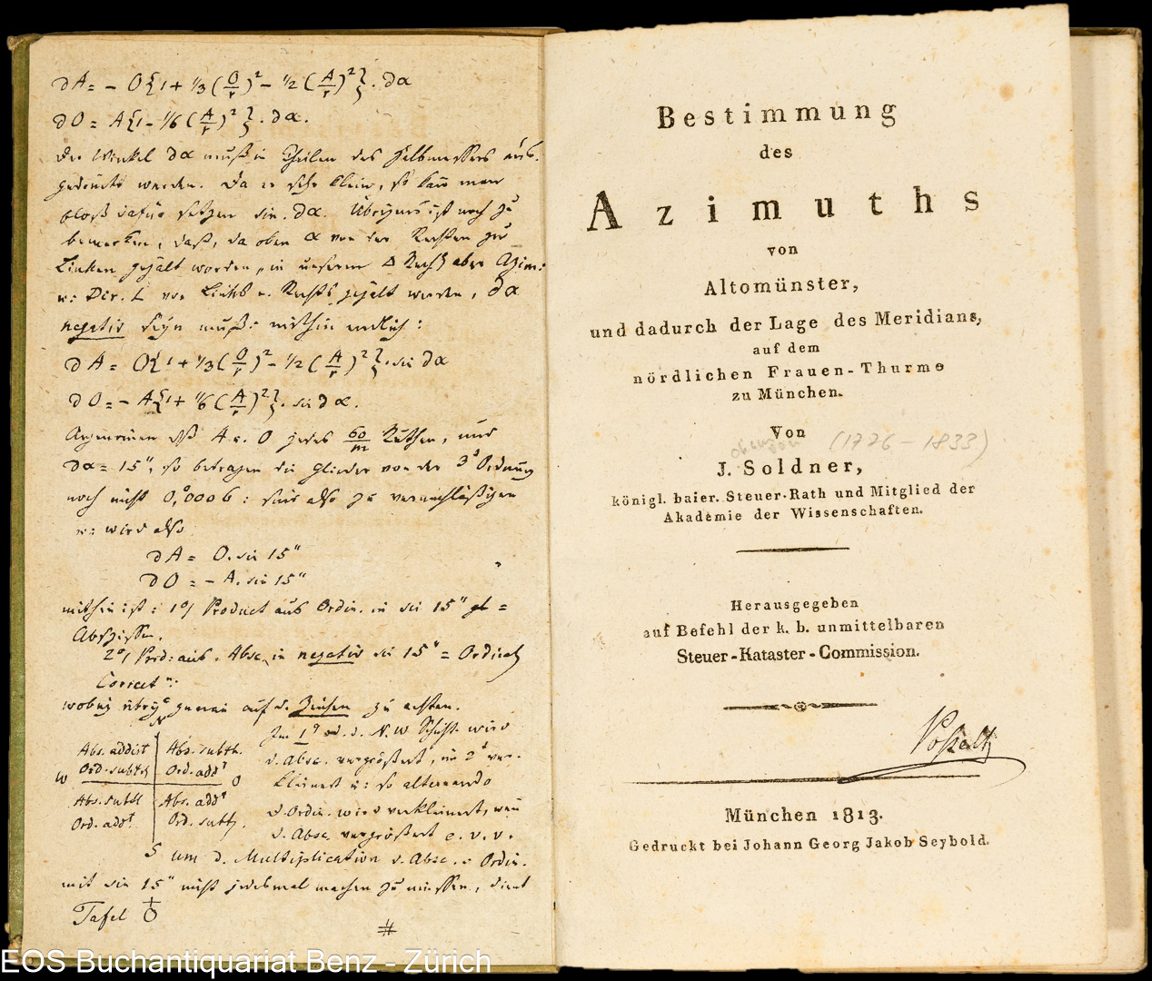 Soldner, Johann von: Bestimmung des Azimuths von Altomünster, – Bild 2