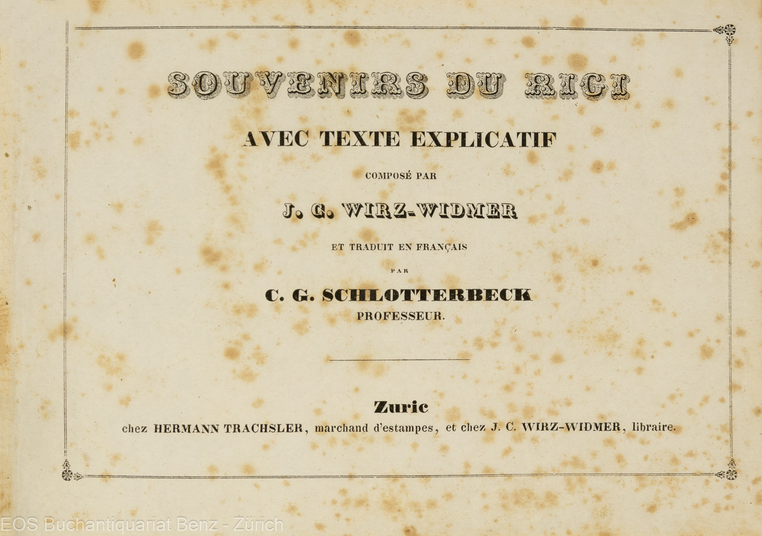 Wirz-Widmer, J. C.: -Souvenirs du Rigi.