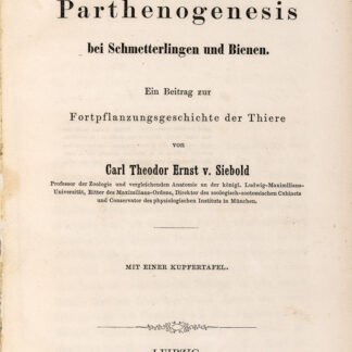 Siebold, Carl Theodor Ernst von: -Wahre Parthenogenesis bei Schmetterlingen und Bienen.