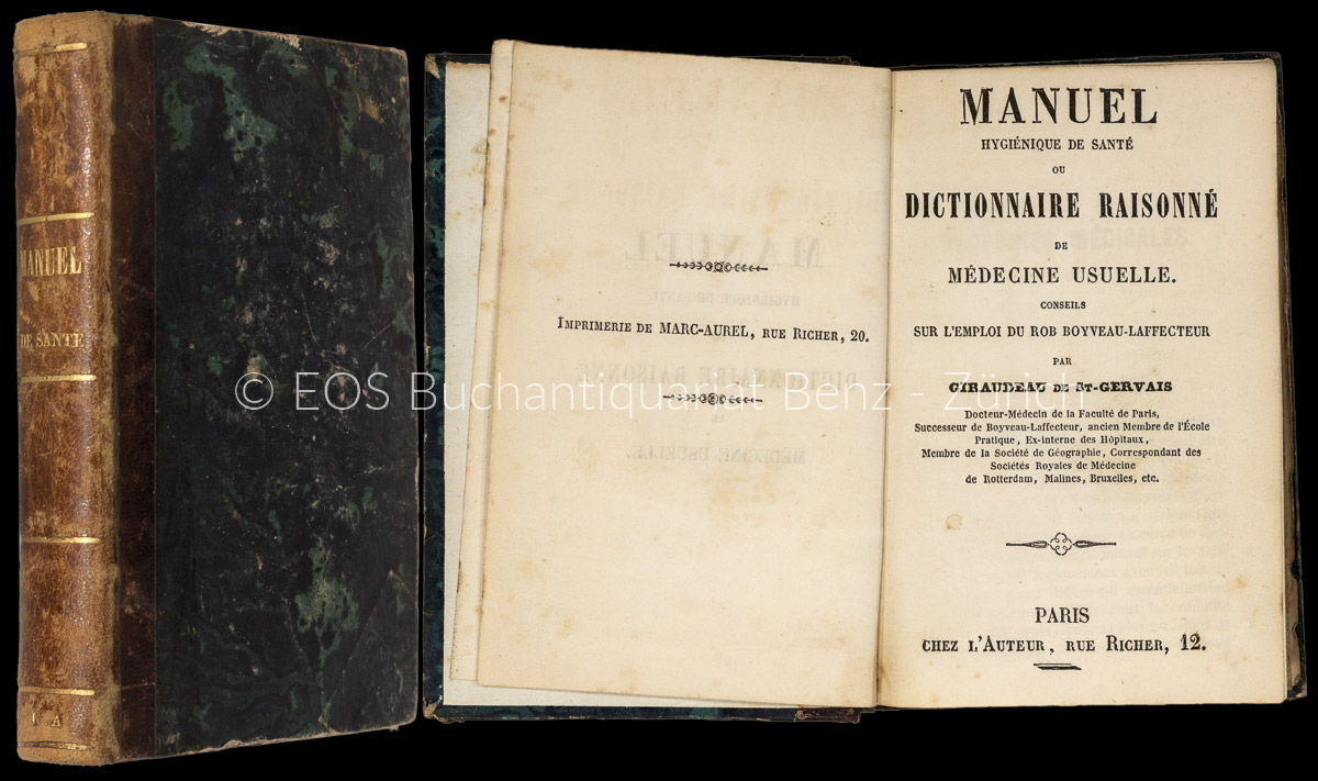 Giraudeau de Saint-Gervais, Jean: -Manuel hygiénique de santé ou Dictionnaire raisonné de médicine usuelle.