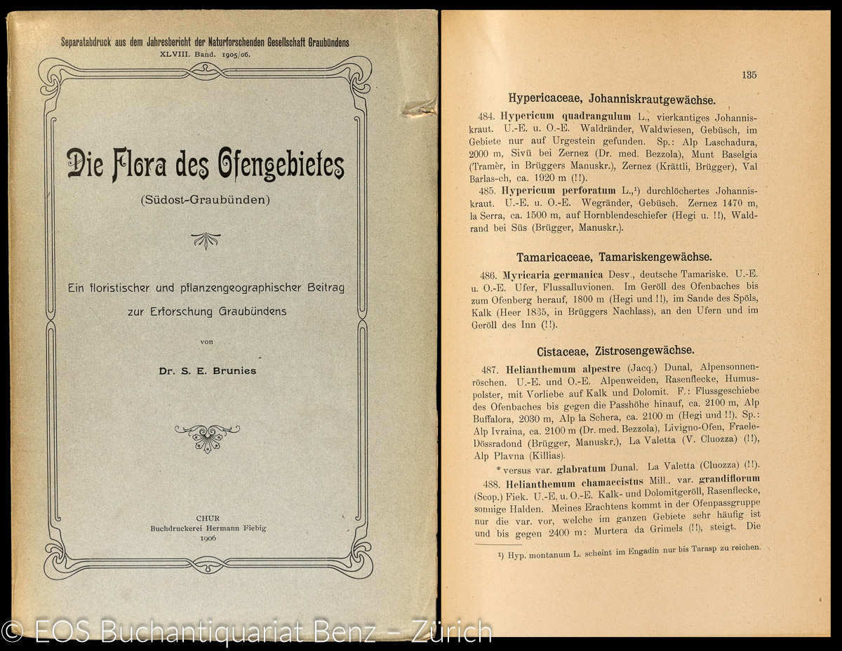 Brunies, Stefan: -Die Flora des Ofengebietes (Südost-Graubünden) -