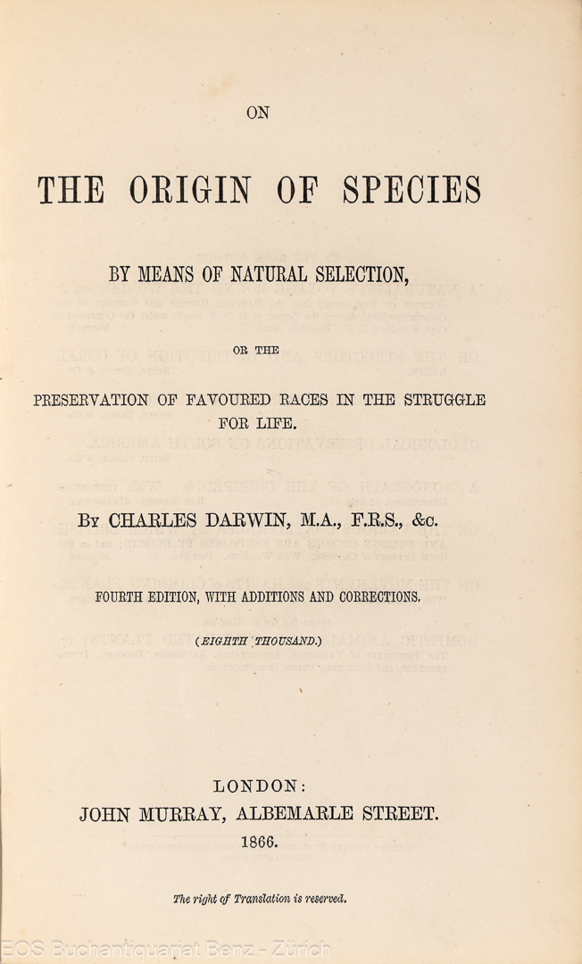 Darwin, Charles: On the origin of species by means of natural selection, or, The preservation of favoured races in the struggle for life. - Image 2