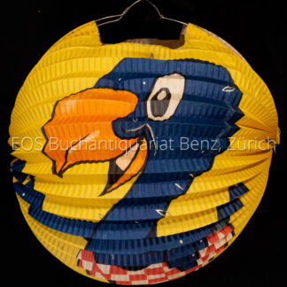 Lips, Robert: -Gelber Lampion mit farbigem Globimotiv Ø 24 cm.