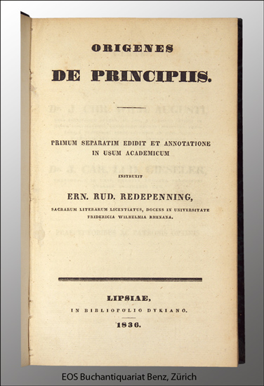 Redepenning -Origenes de Principiis.