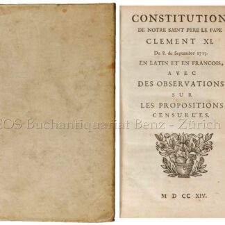 Clemens XI. -Constitution de notre Saint Père le Pape Clement XI. du 8. de septembre 1713.