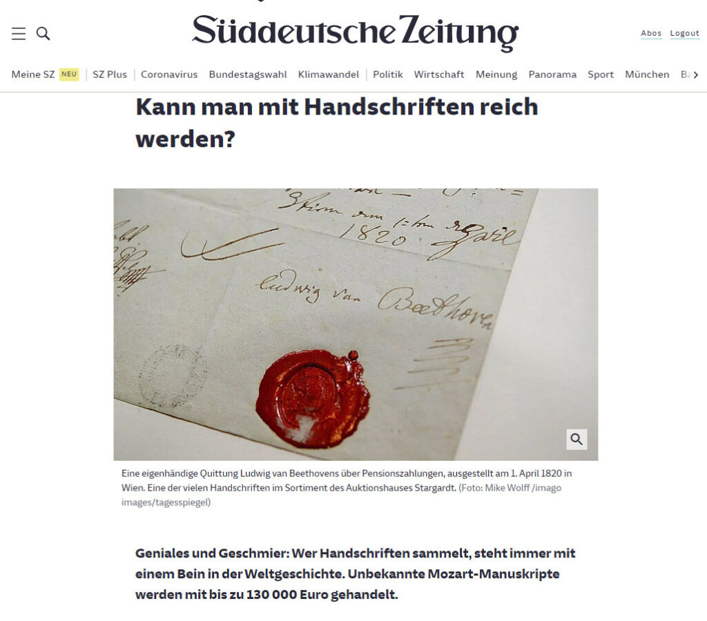 Handschriften sammeln Süddeutsche Zeitung